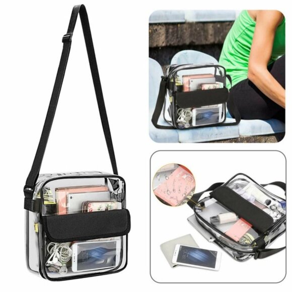 Transparent Clear Crossbody Satchel Handbag - Stadium Events - Size LG -NWT - Picture 1 of 8
